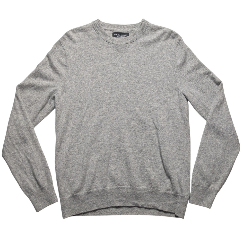Banana Republic Cashmere Crew Neck Sweater Mens Large Gray